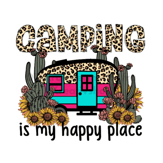 DTF Transfermerke - Campingvogn - happy place - leopard