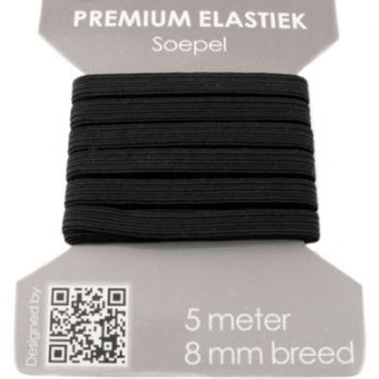 Elastikk premium 8 mm - 5 m svart