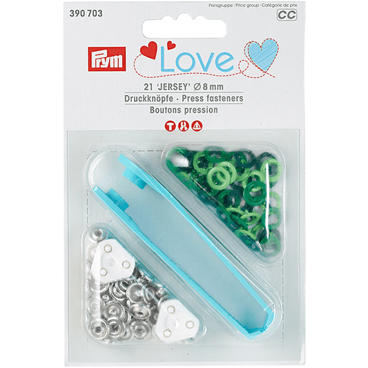 Prym Love Trykknapper ring lysgrønn, grønn, mørkgrønn Jersey 8 mm