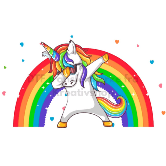 DTF Transfermerke - Dabbing unicorn rainbow