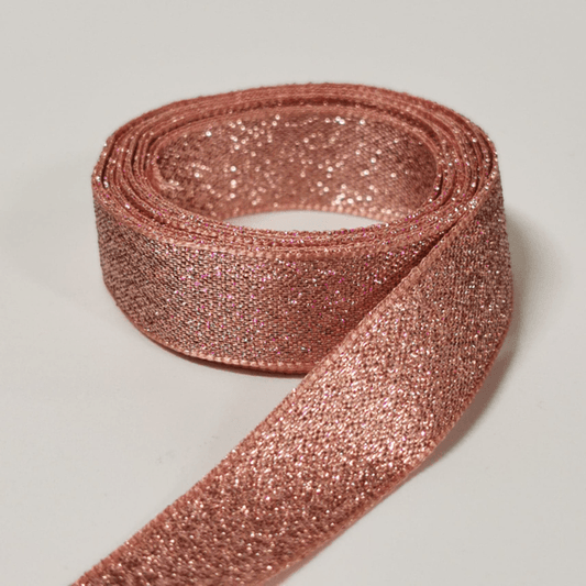 Pyntebånd 15 mm - Glitrende rose gold