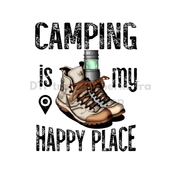 DTF Transfermerke - Camping - happy place - sko