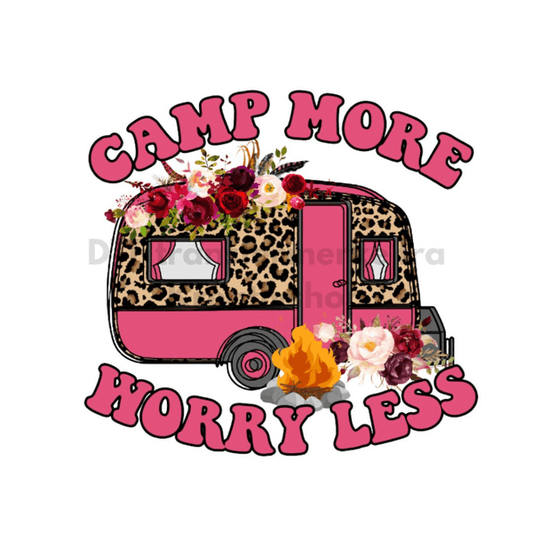 DTF Transfermerke - Camp more - worry less rosa