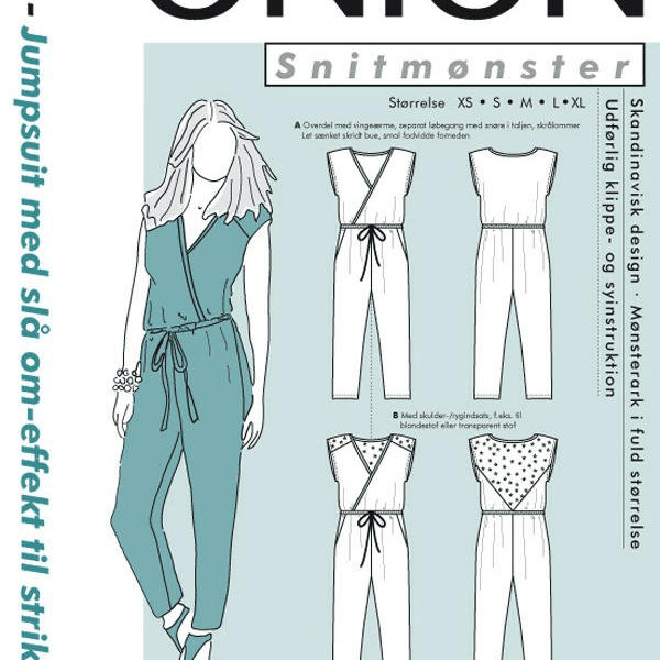 Onion mønster Jumpsuit med omslagseffekt Str XS- XL - 6020