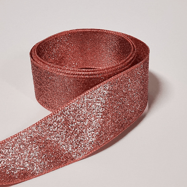 Pyntebånd 25 mm - Glitrende rose gold